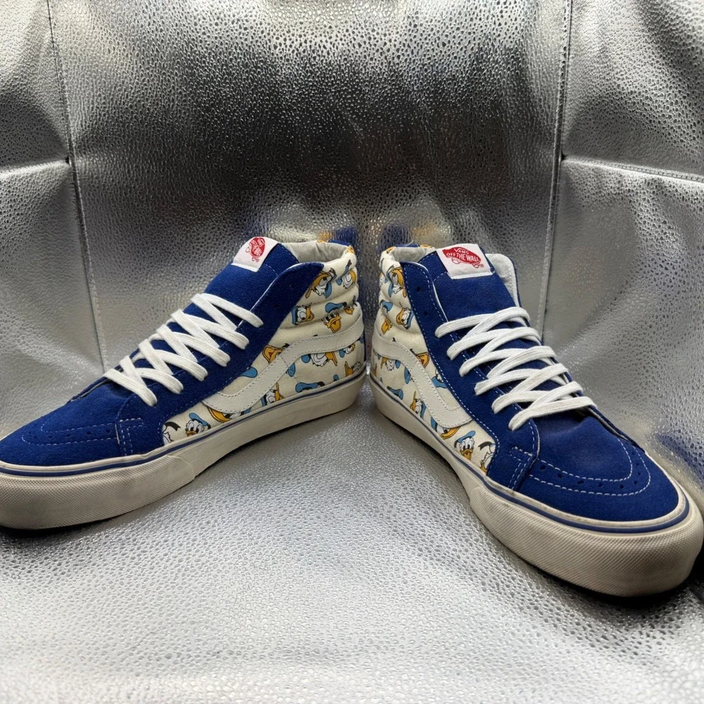 Size 10 Vans Sk8-Hi Sneakers Mens Blue Excellent Disney Donald Duck High Top